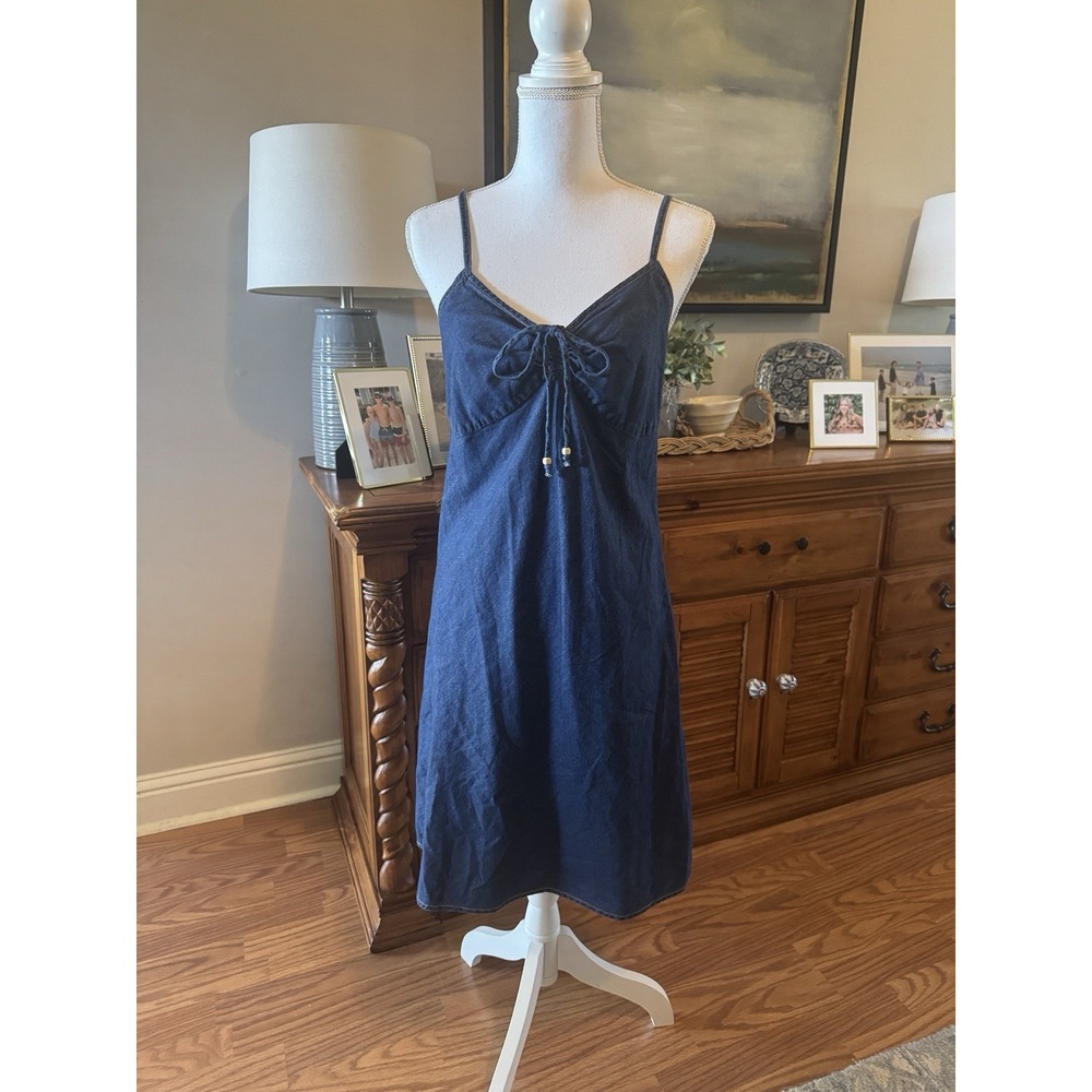 Vintage Y2K Denim Babydoll Dress Size Small Coastal Cowgirl Festival Western
